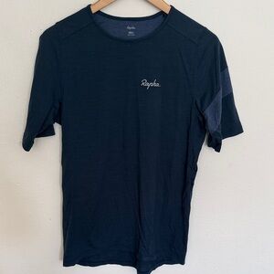 Rapha S Trail Merino Short Sleeve Tee Shirt  Dark Blue arm stripe great cond